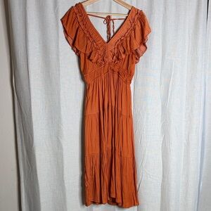 Tahari size M Elegant Orange Ruffled Dress